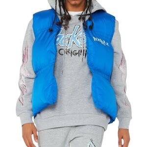 New Rockstar Original Frederick Royal Blue Puffer Vest Size Small